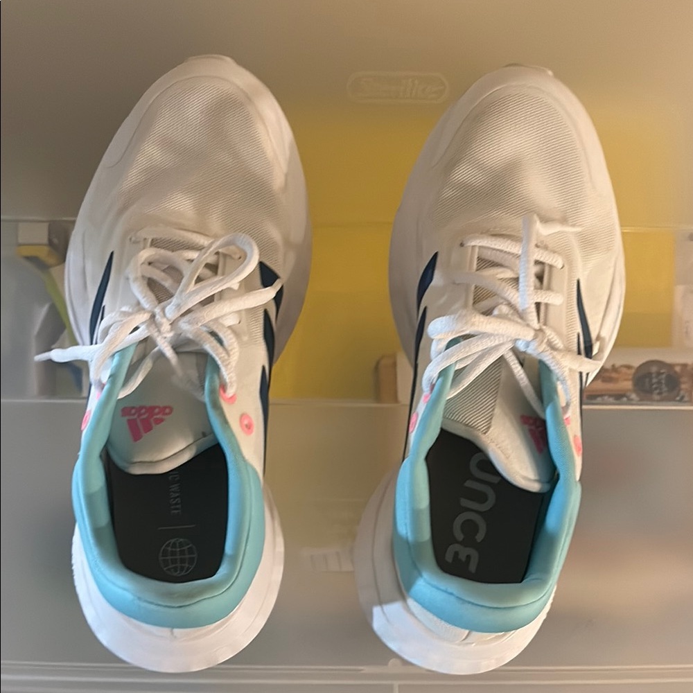 Adidas White and Blue Sneakers Classic Athletic Style